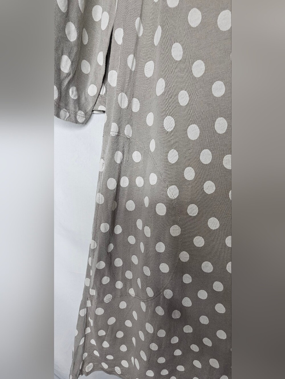 Gudrun Sjoden Dress M Long Sleeve Gray Polka Dot Pockets Tunic Lagenlook Boho - Picture 2 of 7